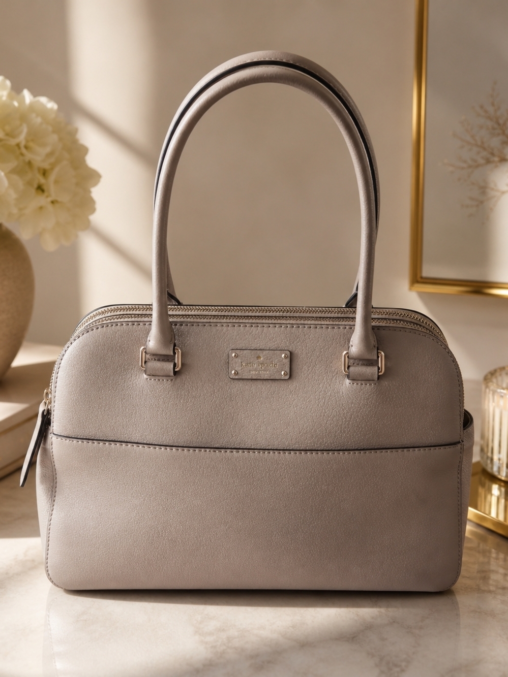 ✨️Kate Spade Satchel Taupe Pebbled Leather Top Handle Bag NWOT✨️